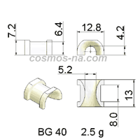 WIRE GUIDE BOW GUIDE BG - 40 IN ZIRCONIA DIMENSIONS