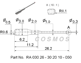 wire guide-NOZZLE DRAWING RA 030 26 - 30 20 10 - 050