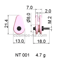 WIRE GUIDE CAGED PULLEY NT 001 DIMENSIONS