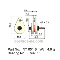 GUIDE PULLEY, CAGED PULLEY PART NO. NT 001 B, WT. 4.9 G