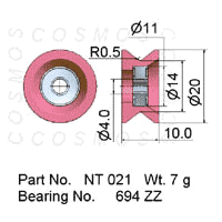 Guide Pulleys,Solid Ceramic Pulley, part No. NT 021
