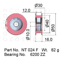 Guide Pulleys,Solid Ceramic Pulley, part No. NT 024 F