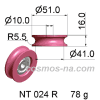 WIRE GUIDE SOLID ALUMINA PULLEY NT 024 R DIMENSIONS