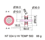 Pulley NT 024 U Hi-Temp for 500 degrees Celsius