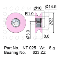 Guide Pulleys, Solid Ceramic Pulley, pat No. NT 025
