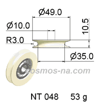 WIRE GUIDE SOLID ALUMINA PULLEY NT 048 DIMENSIONS