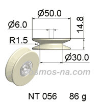 WIRE GUIDE SOLID ALUMINA PULLEY NT 056 DIMENSIONS