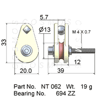 GUIDE PULLEYS, CAGED PULLEY PART NO. NT 062, WT. 19G