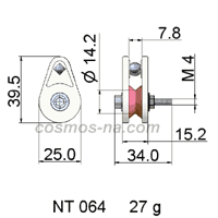 WIRE GUIDE CAGED PULLEY NT - 064 DIMENSIONS