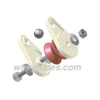 GUIDE PULLEYS, A CAGED PULLEY, DISASSEMBLED.