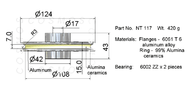 Guide Pulleys- Flanged Pulley, part No. NT 117