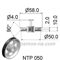 WIRE GUIDE PLASMA SPRAYED PULLEY NTP 050 DIMENSIONS