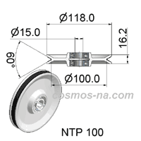 WIRE GUIDE PLASMA SPRAYED PULLEY NTP 100 DIMENSIONS