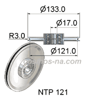 WIRE GUIDE PLASMA SPRAYED PULLEY NTP 121 DIMENSIONS