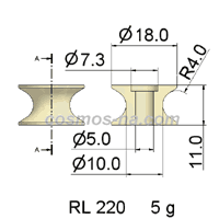 WIRE GUIDE-ROLLER GUIDE RL 220 DIMENSIONS
